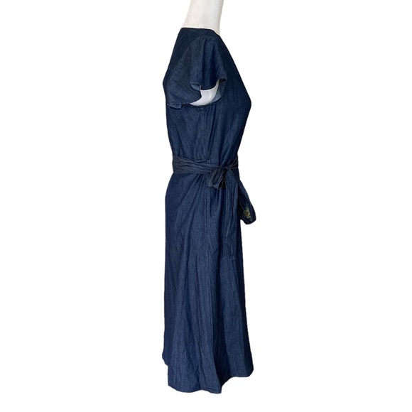 Draper James Dark Chambray Wrap Midi Dress - 6 - Picture 6 of 13